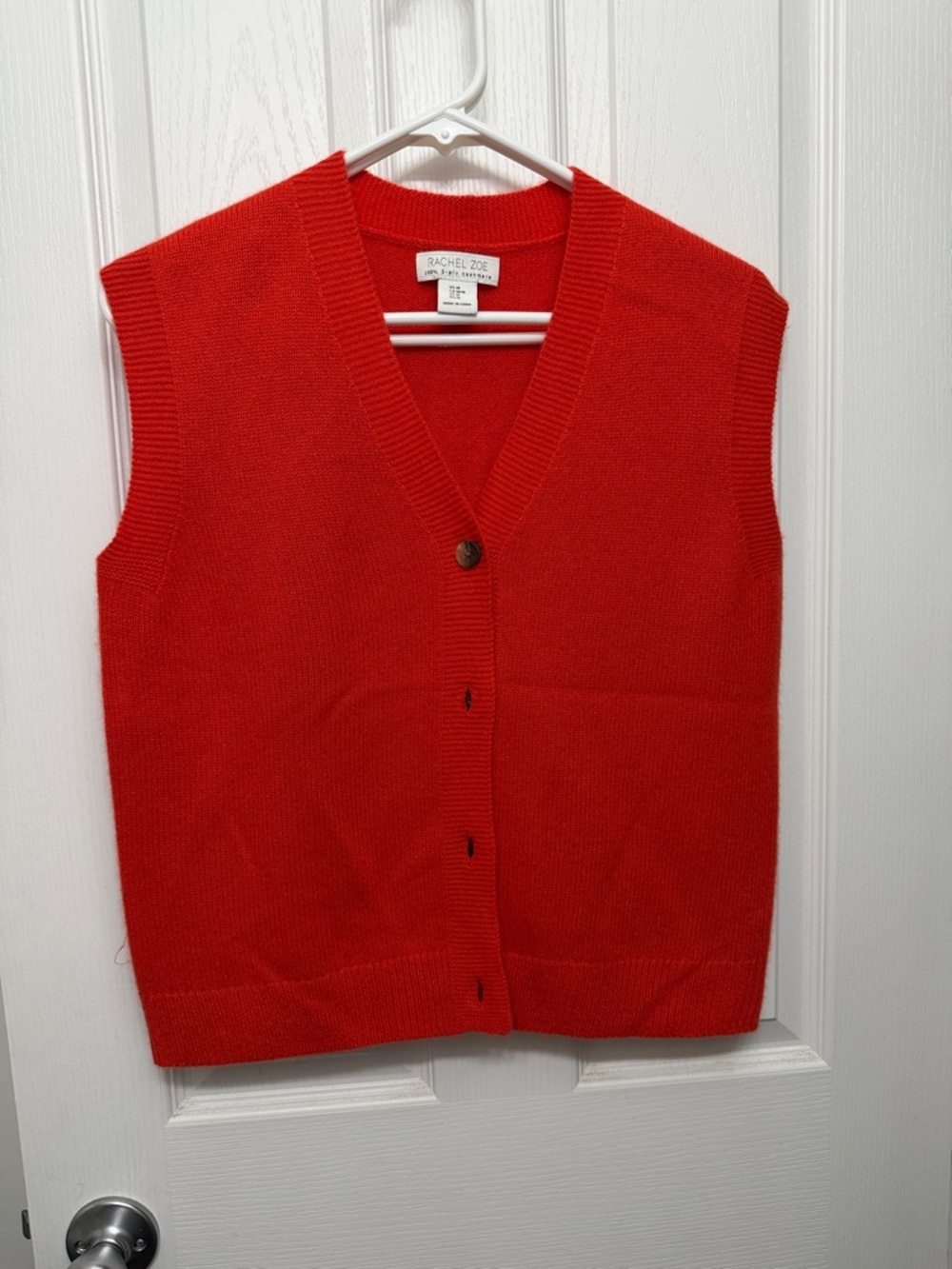 Rachel Zoe V-Neck Knit Button Vest - Medium 100% cashmere